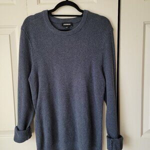Express Men’s Textured Crew Neck Sweater – Blue Heather, Size M